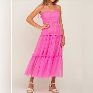 Vibrant Pink Maxi Dress with Tiered Design